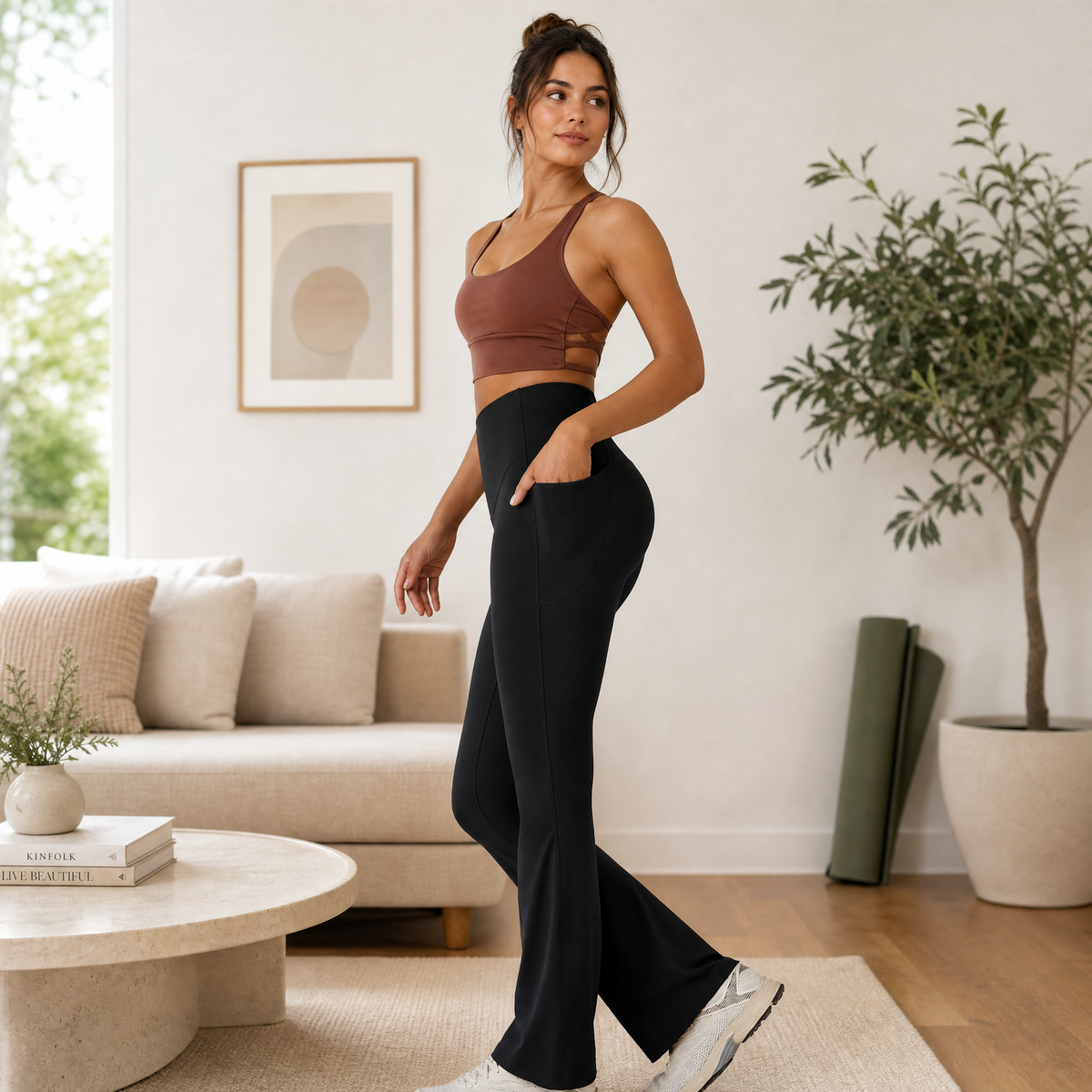 Evenora UltraSculpt High Waisted Tummy Control Pocket Shaping Yoga Bootcut Leggings
