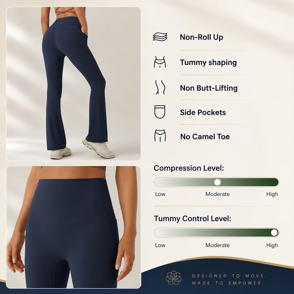 Evenora UltraSculpt High Waisted Tummy Control Pocket Shaping Yoga Bootcut Leggings