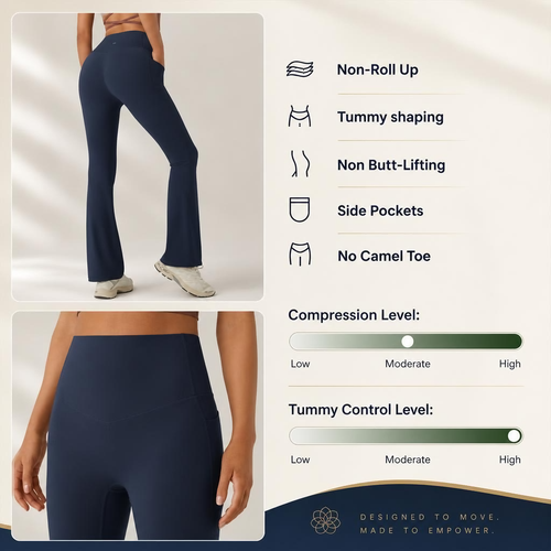 Evenora UltraSculpt High Waisted Tummy Control Pocket Shaping Yoga Bootcut Leggings
